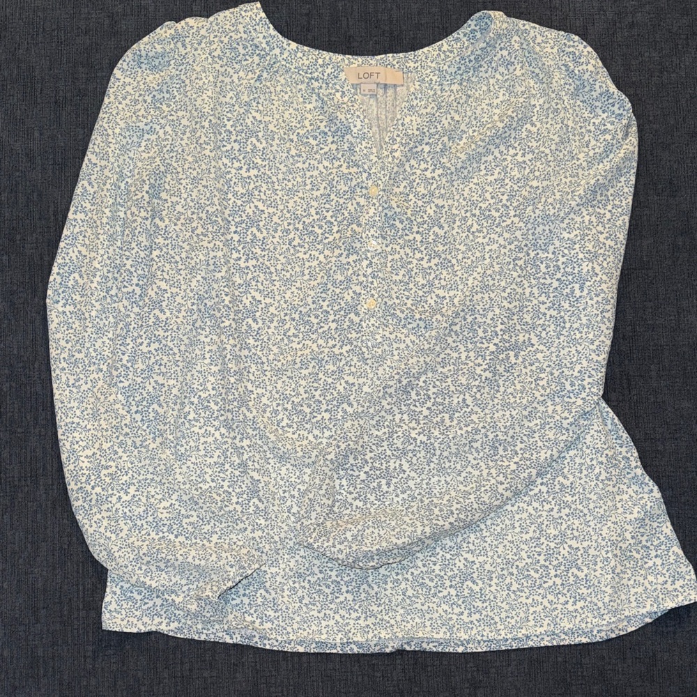 LOFT Sky Blue Floral Blouse